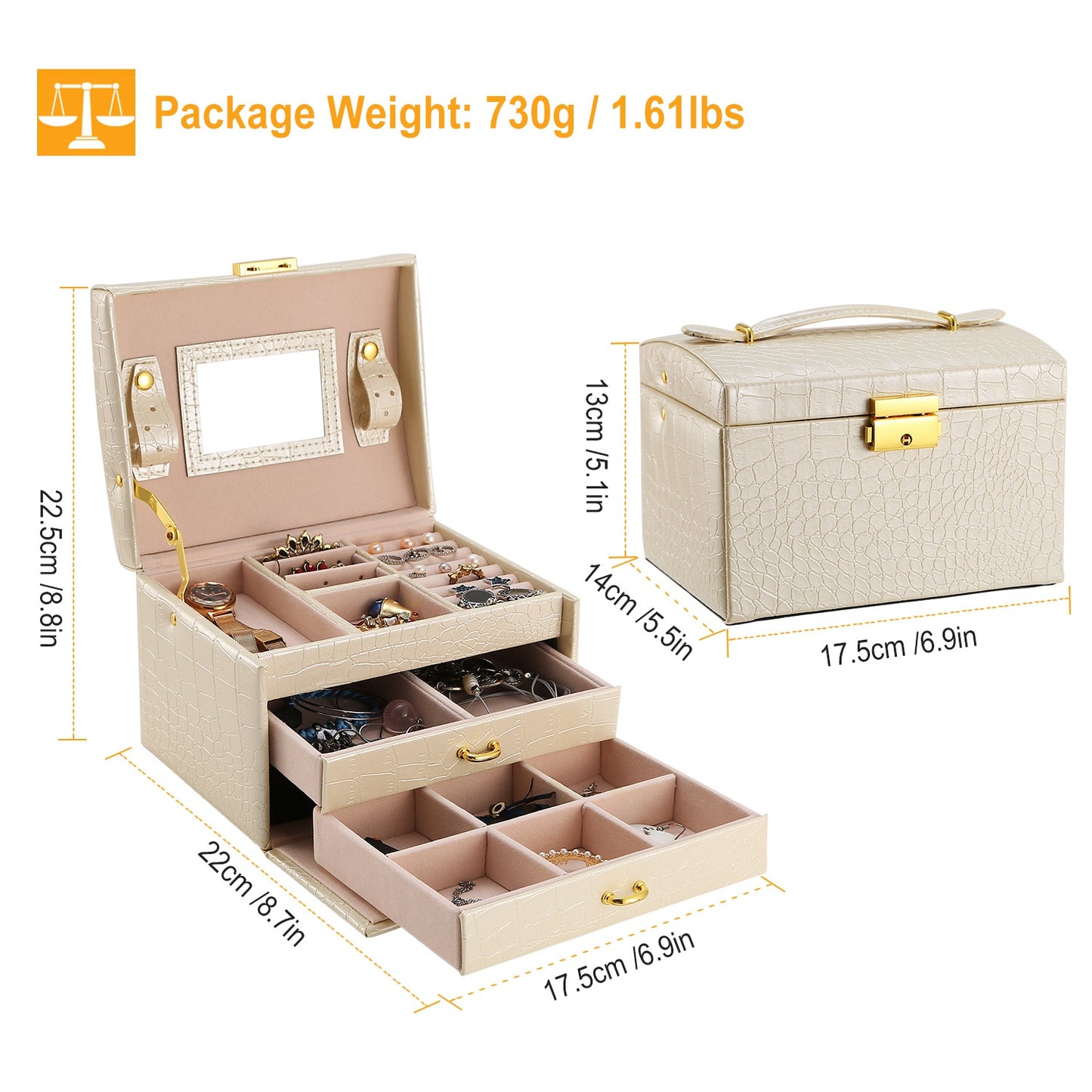 Joyero organizador elegante con cerradura