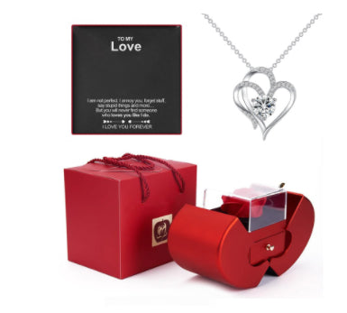 Rosa Eterna con Collar en Caja Creativa en Forma de Fruta – Regalo Romántico