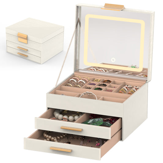 Organizador de Joyas con Espejo Iluminado