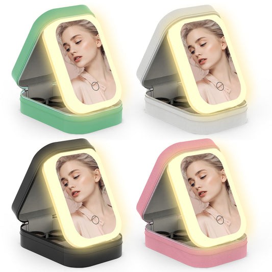 Neceser de maquillaje con espejo LED recargable