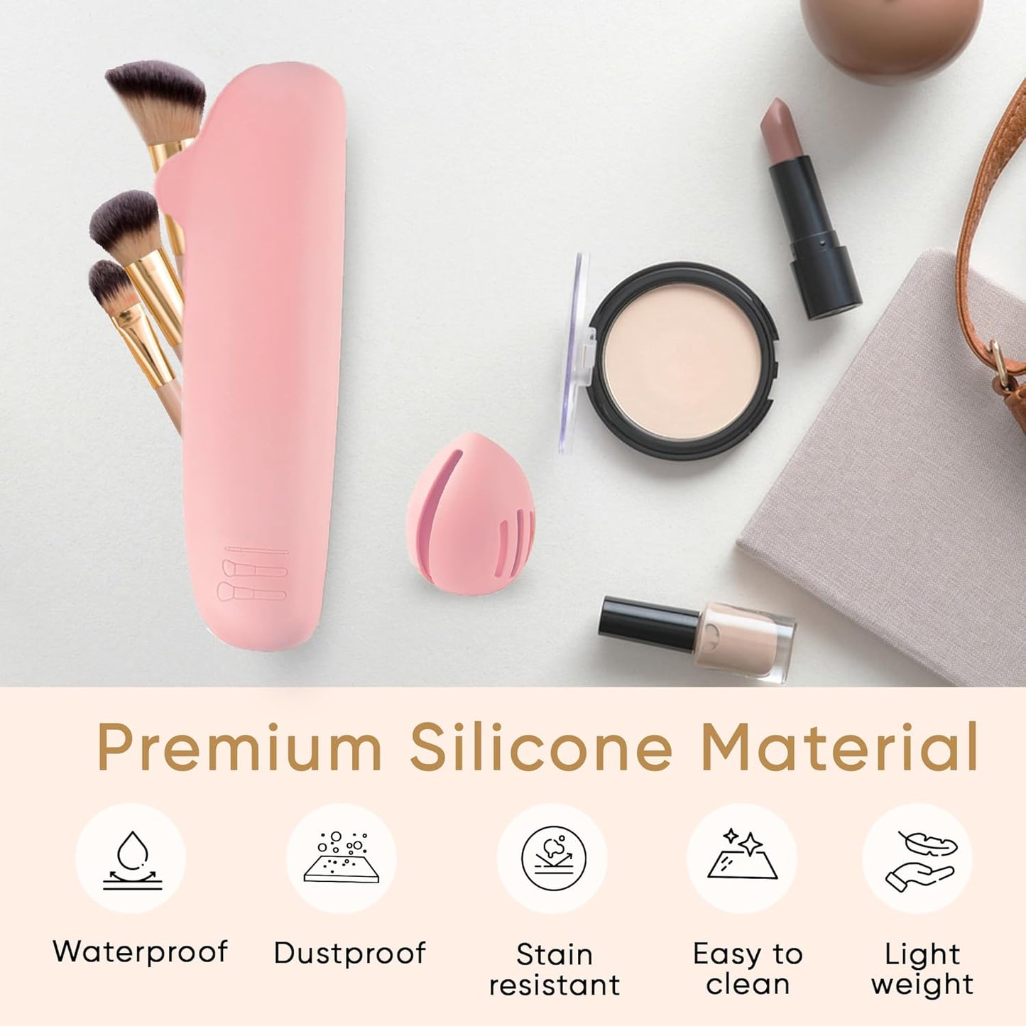 Organizador de Brochas y Esponjas de Maquillaje para Viaje
