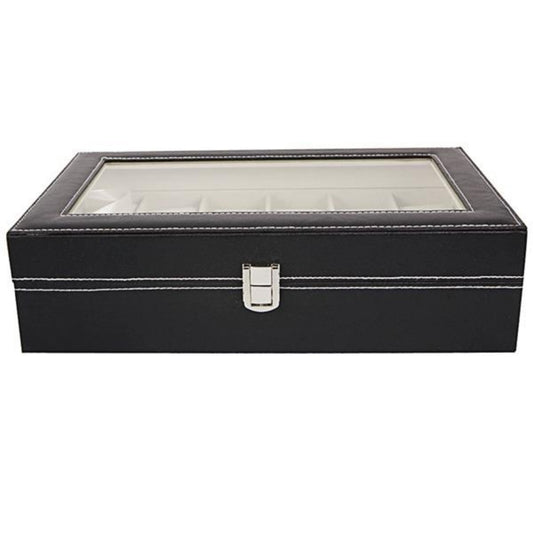 Caja Organizadora de Relojes de Cuero – 12 Compartimentos