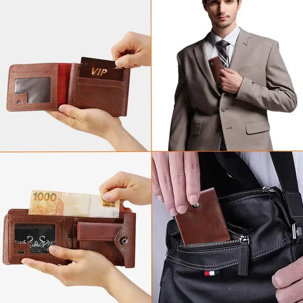 Cartera para Hombre Slim de PU Leather – RFID y Clip para Dinero
