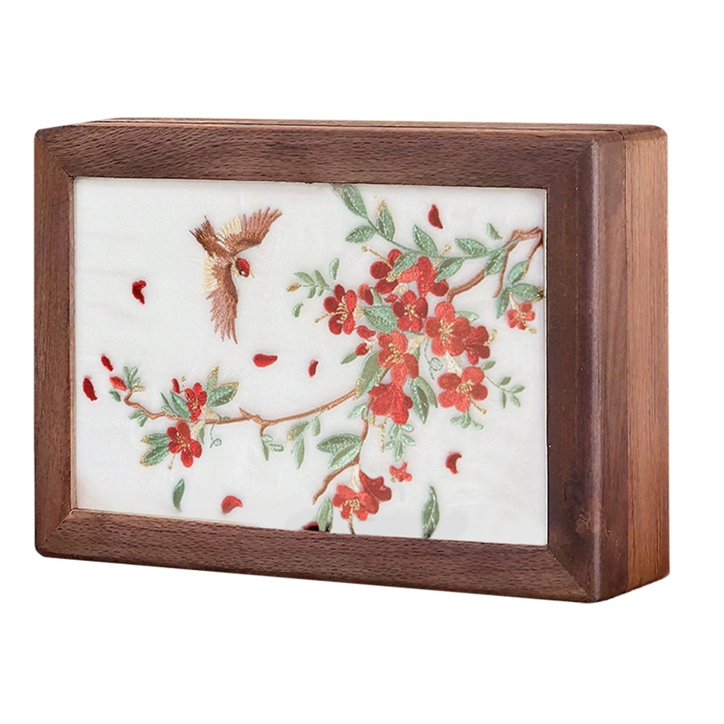Caja de Joyería de Madera Sólida – Diseño Bordado a Mano
