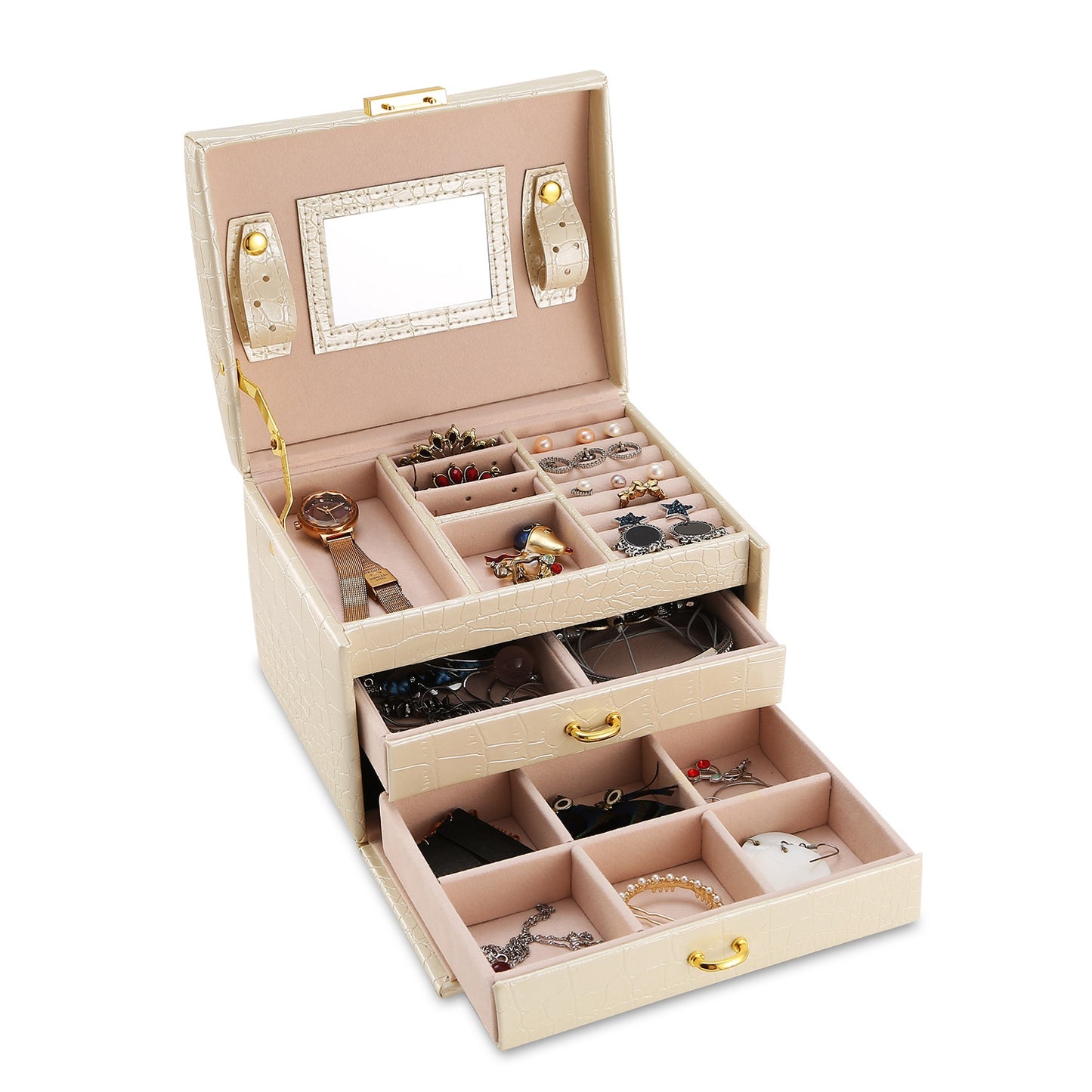 Joyero organizador elegante con cerradura