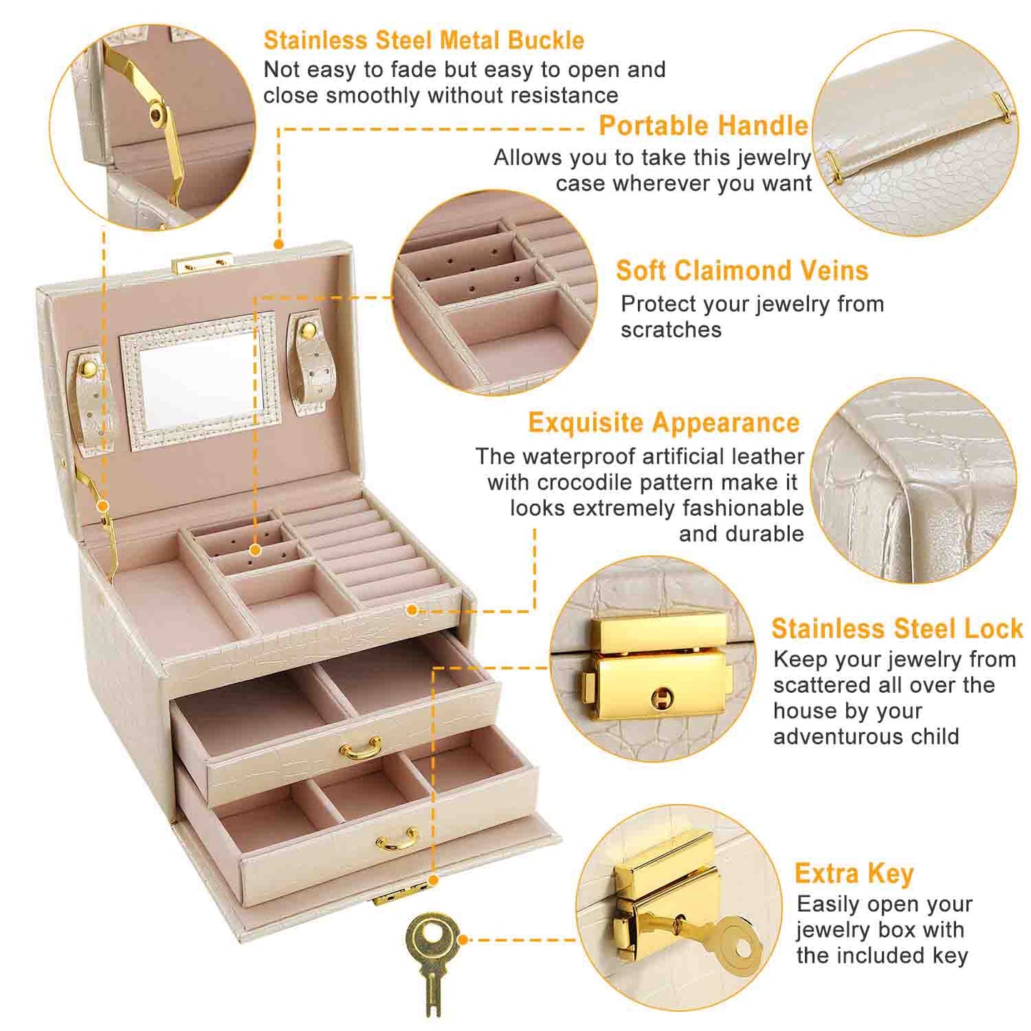 Joyero organizador elegante con cerradura