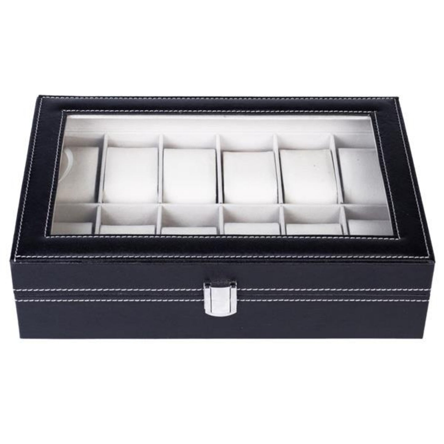 Caja Organizadora de Relojes de Cuero – 12 Compartimentos